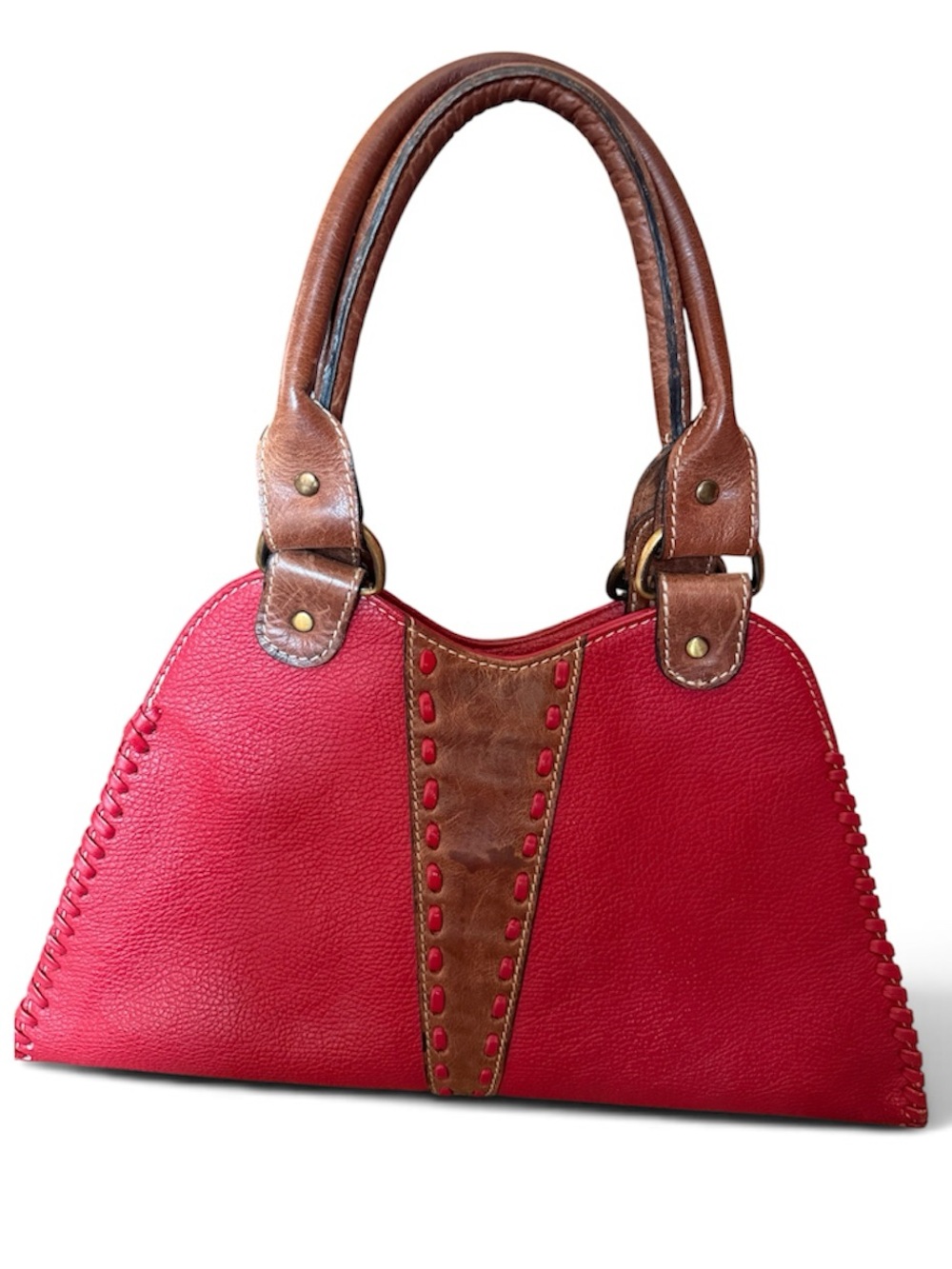 Sophia Visconti Red & Brown Women’s Leather Handbag